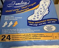 Front of sealed Femline Maxi Long 24-count pad package
