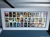 Full view of matted uncut card sheet showing all 28 cards