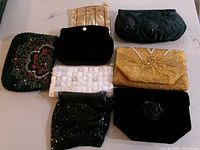 All eight evening purses displayed
