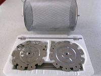 Mesh basket and metal components in foam tray