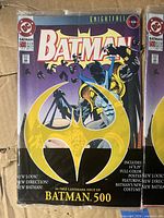 Front cover Batman #500 in bag showing cover art and poster notice
