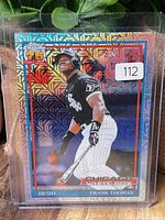 Front of Frank Thomas Topps Chrome 75 Years refractor card in sleeve/top loader