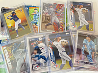 Sleeved Blue Jays cards of Guerrero Jr., Bichette and Ryu