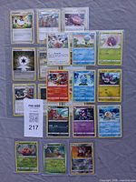 Front view of all 21 cards in binder sheet
