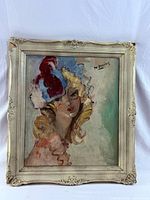 Full view of framed painting showing artwork and frame condition