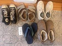 Group shot of all five pairs of shoes laid out
