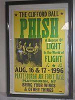 Full view of framed 1996 Phish concert poster