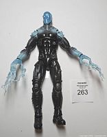 Front view of Electro figure showing color, articulation and lightning hands