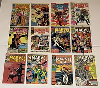 Front covers of 12 Marvel Age comics laid out 4×3