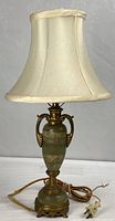 Full view lamp with shade, cord visible
