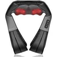 Front view of Nekteck LMS-801 massager showing red heat nodes and control pad