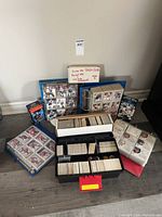 Overall view of binders, storage boxes, packs and token organizer