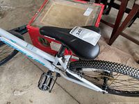 Top view of saddle, pedal, rear wheel and frame