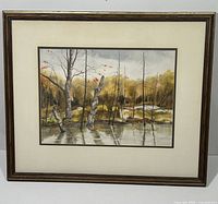 Front view of framed watercolor painting