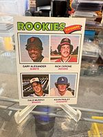Front of uncut rookie catchers panel showing four player portraits