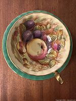 Top view of teacup showing Orchard Fruit artwork