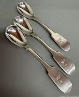Full view of all three sterling silver teaspoons