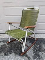 Front view of folding aluminum rocking chair