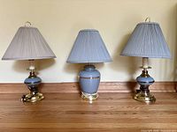 All three table lamps side by side showing design and shades
