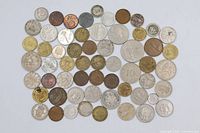 All 59 coins laid out for overview of variety and condition
