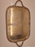 Full view of tray front showing shape, handles, wear
