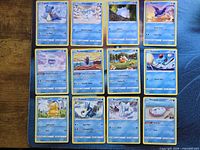 Full grid of 12 Water-type Pokémon cards