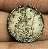Reverse of 1936 farthing showing seated Britannia and date
