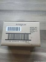 Front view of sealed Interplak RTG3RPLC replacement heads box with barcode and model number visible