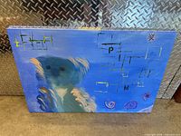 Front view of signed acrylic painting on canvas
