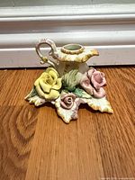 Full view of porcelain floral candle holder