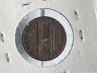 Reverse of 1974-D Lincoln Memorial Cent in holder