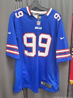 Front view of blue Buffalo Bills #99 Nike jersey