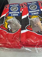 Packaged Ottawa Senators hand towels with NHL tag