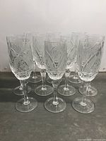 Front angled view of all 10 flutes standing