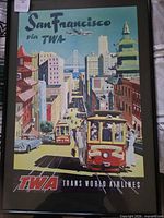 Full view of framed TWA San Francisco poster