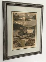 Full view of framed engraving on wall