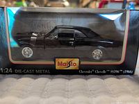 Front view of boxed Maisto 1:24 Chevrolet Chevelle SS396 model