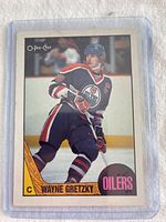 Front of Wayne Gretzky O-Pee-Chee card in protective sleeve