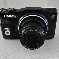 Front view of Canon PowerShot SX700 HS camera with lens extended