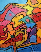Frontal view of the painting displaying entire composition and signature