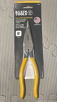 Front view of packaged Klein Tools D203-8 pliers