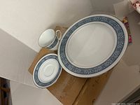 Dinner plate, saucer and teacup showing pattern and color