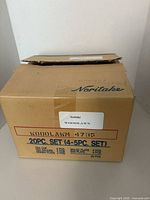 Closed Noritake shipping box showing brand and pattern label