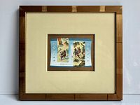 Front view of framed Year of the Monkey uncut stamp with mat and frame
