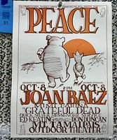Full view of concert poster showing headline, text and illustration