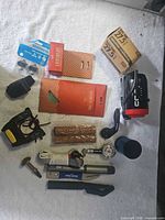 Overhead view of entire lot on towel showing all accessories and parts