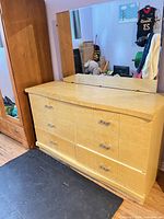 Full view of dresser and attached mirror
