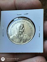 Obverse of 1970 Swiss 5 Franc coin in holder