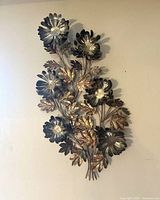 Front view of entire metal floral sculpture