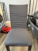 Front view of slipcover on chair